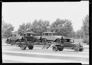 Ford trailers at Exposition Park, Los Angeles, CA, 1930