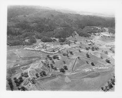 Aerial view of the Greenfield and Deerfield Circles neighborhood of Oakmont and the Oakmont Golf Course, Santa Rosa, California, 1964