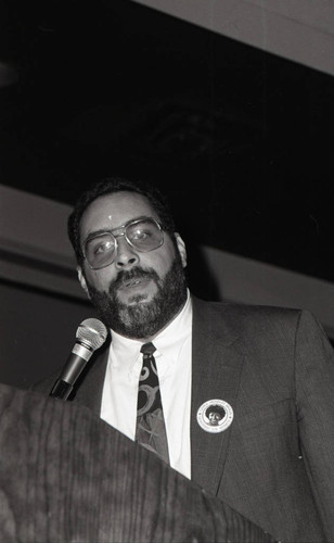 Man with a Campaign Button, Los Angeles, 1992