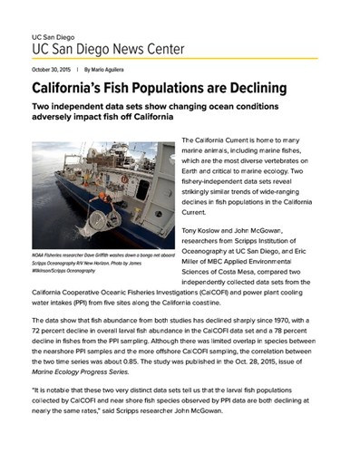 California’s Fish Populations are Declining