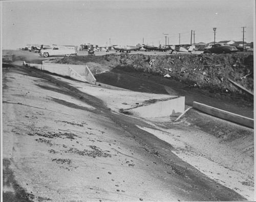 Santa Monica Municipal Airport drainage project repairing storm damage, December 5, 1953