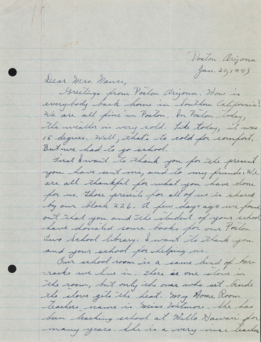 Letter from George Ohno to [Afton] Nance, 1943 Jan 20