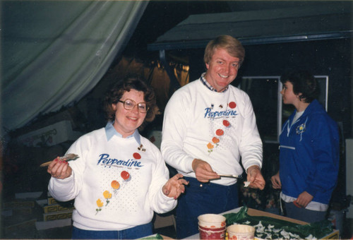 Michael and Mary Adams decorating the float