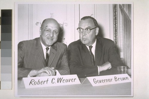 [Governor Edmund G. Brown and Robert C. Weaver.]