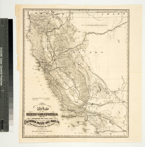Map of the state of California : showing the new line of the California Pacific Rail Road Co. and the rail road system of the state