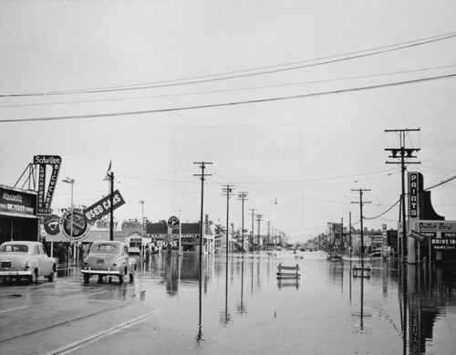 Flooded Firestone Blvd. in Downey
