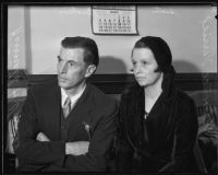 Siblings Kenneth and Florence Verrill in court for the trial of their mother's murder by Kenneth's estranged wife, Claremont, 1934