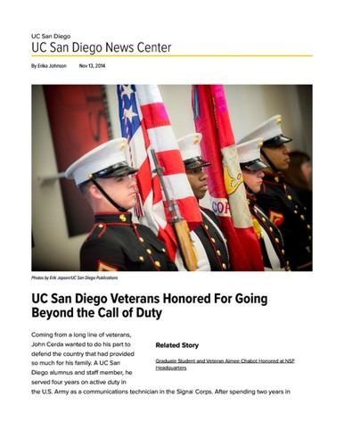UC San Diego Veterans Honored For Going Beyond the Call of Duty