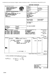 [Export Invoice from Gallaher International Limited to Ocean Traders International (PTY) Ltd regarding Sovereign Classic]