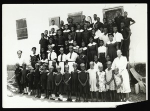 Group of children at mission school, Africa