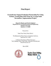 Groundwater Impact Evaluation Partnership For Using Tertiary Treated Recycled Water in a Large-Scale Streamflow Augmentation Project : Final Report