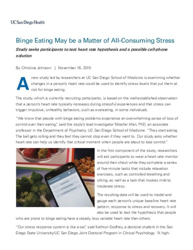 Binge Eating May be a Matter of All-Consuming Stress