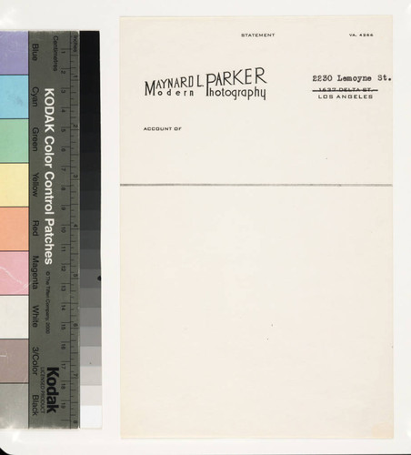 Stationery samples. Maynard Parker Modern Photography stationery
