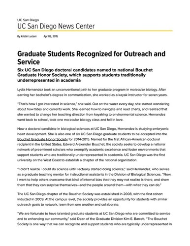 Graduate Students Recognized for Outreach and Service