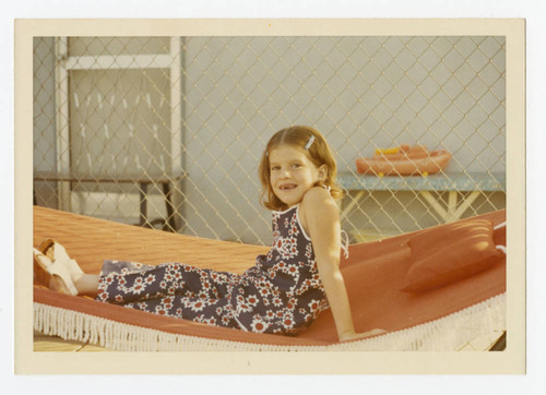 Pamela Shepard on a hammock, South Whittier, California