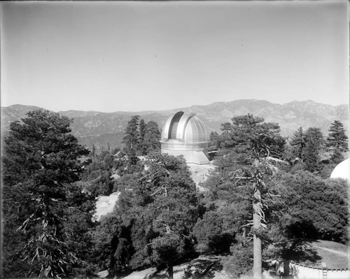 The 100-inch telescope dome, Mount Wilson Observatory, as seen from the 60-foot tower telescope
