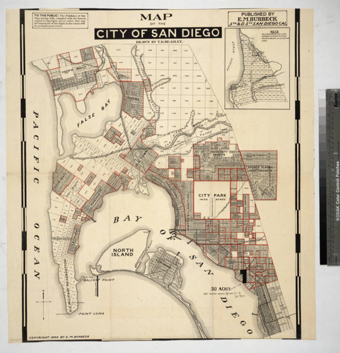 Map of the City of San Diego / drawn by T. D. Beasley