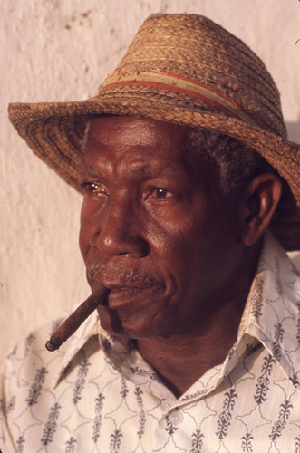 Man with cigar portrait, San Basilio de Palenque, 1976