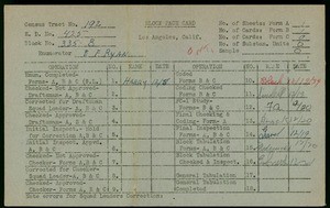 WPA block face card for household census (block 335B) in Los Angeles County