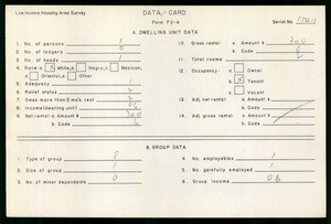 WPA Low income housing area survey data card 120, serial 15411