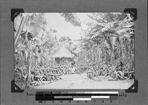 Meeting in a village of Chief Mwampulo, Nyasa, Tanzania, ca. 1891-1909