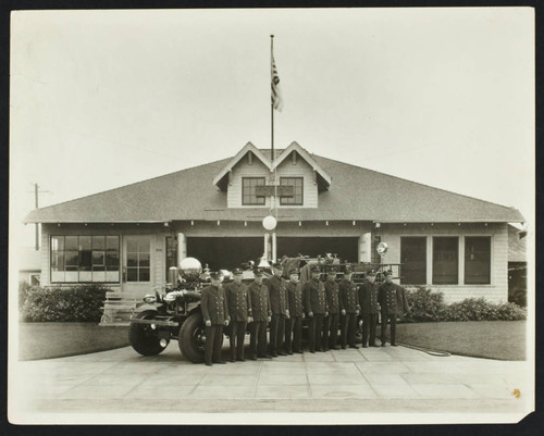 Personnel in front of Station No. 2 on Appleton St