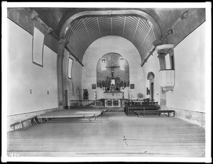 Restored interior of the church at Mission Carmel (San Carlos Borromeo de Carmelo) in Carmel, California, ca.1884-1885