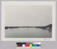 The quiet Mississippi River from bridge at Nebraska City. Metcalf. Sept. 1953