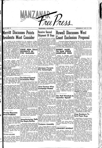 Manzanar free press, October 27, 1943