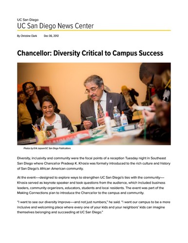 Chancellor: Diversity Critical to Campus Success