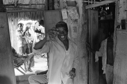 Villager smiling, San Basilio de Palenque, Colombia, 1977