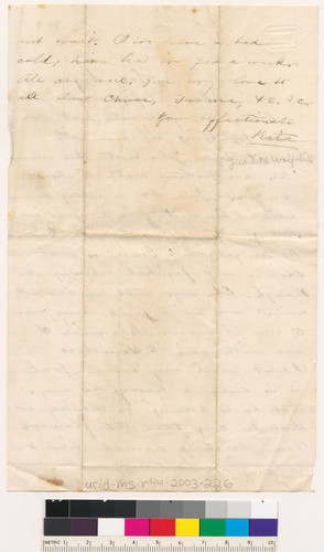 Letter to Mary from Juanita Wolfskill