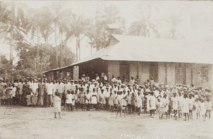 Group at church opening, Ikot Ekpene area, Nigeria, ca. 1933