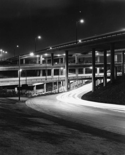 Four-level interchange at night