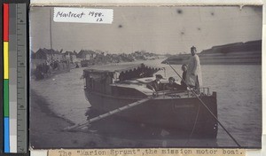 Mission motor boat on Grand Canal near Haizhou, China, 1909