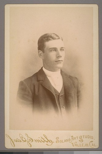 [Portrait of unidentified man. Photograph by James G. Smith.]