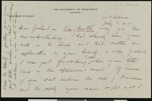 William Ellery Leonard, letter, 1919-07-03, to Hamlin Garland