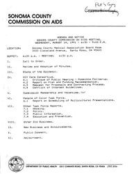 Agenda and notice--Sonoma County Commission on AIDS meeting, Wednesday, August 14, 1991