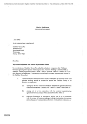 [Letter from Charles Hadkinson to Gallaher Group Plc regarding acknowledgment and waiver of purported claims]