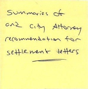 Summaries of and City Attorney recommendations for settlement cases (1-4 of 4), 1983 Dec. 19 - 1990 Dec. 11