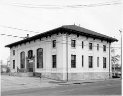 Post office and Federal Building, 5th & A streets, Santa Rosa, CA. Photo #2: Exterior, north/west facades, A Street, Nov. 10, 1977