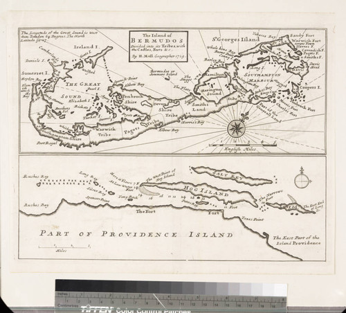 The Island of Bermudos Divided into its Tribes, with the Castles, Forts, &c. Part of Providence Island, Bahamas