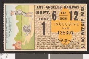 Los Angeles Railway weekly pass, 1936-09-06