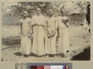 Boys holding books, Overtoun Institution, Malawi, ca.1898