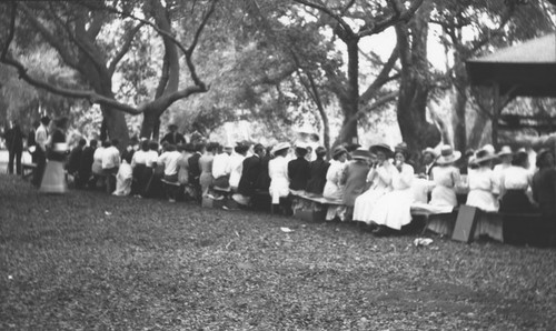 Orange County Park with Lutheran church picnic, Orange, California, 1909