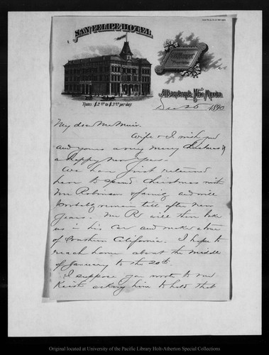 Letter from A. H. Sellers to John Muir, 1890 Dec 25