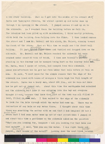 [Account of the April 1906 Earthquake and Fire by Chief Jesse B. Cook, dated March 1, 1935]