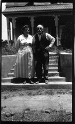 Mr. and Mrs. George Strout in front of their Queen Anne home that George built in 1903 at 253 Florence Avenue in Sebastopol
