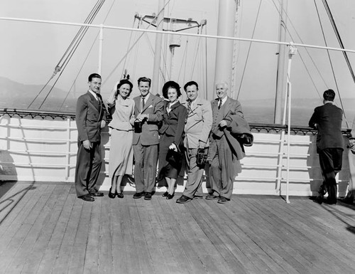 "Palmer group on deck. P.C. Voy. 6. 'ADAM' cruise. Aug. 30 - Oct. 2. 1948. CN'048"