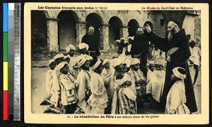Missionary Fathers blessing children, Rajasthan, India, ca.1920-1940